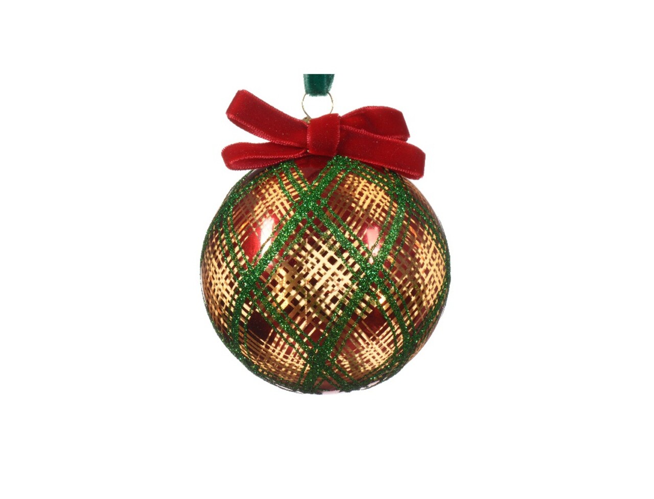 Glob Bauble w check V1, Decoris, 8 cm, sticla, multicolor - imagine 3